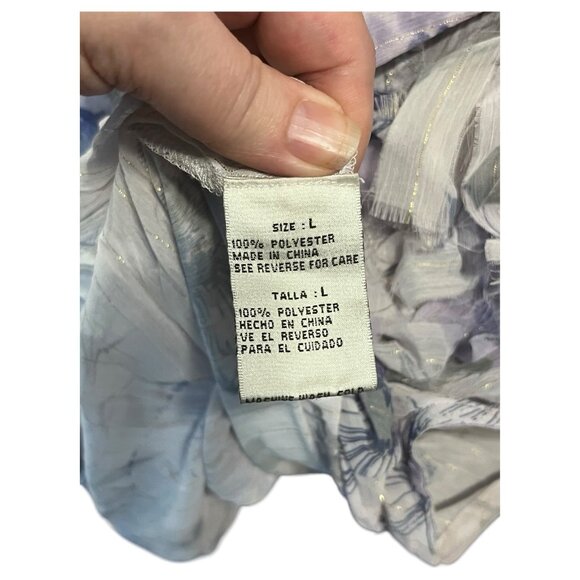 90's U Dress By Sharon Sleeveless Purple Metallic Thread Ruffled Top New Large - Picture 11 of 12